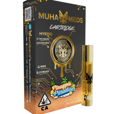 muha meds pineapple paradise cart 1g hybrid vape cartridge with pineapple and citrus flavor