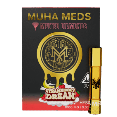 Muha meds strawberry dream cart 1g hybrid vape cartridge with sweet strawberry flavors and 1000mg THC