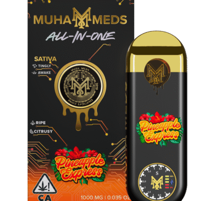 Muha meds carts pineapple express disposable vape 1g sativa with tropical citrus and pine flavors