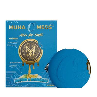 Muha meds apples and bananas disposable 1g all-in-one vape pen hybrid flavor by Cookies