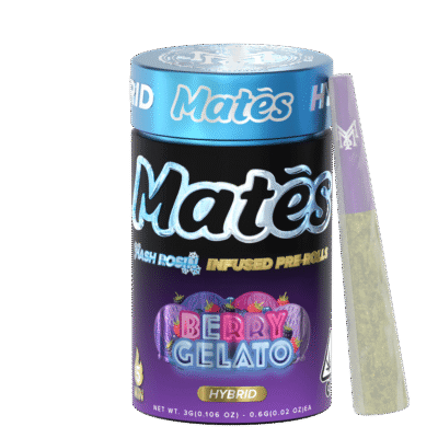 Muha meds berry gelato infused pre roll pack of five infused mini joints, hybrid strain, 2g total, 30.84 percent THC
