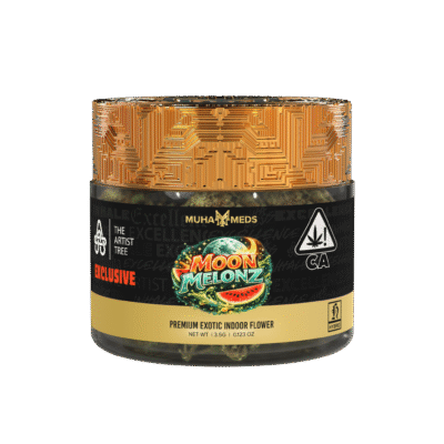 Muha Meds bulk flower jar of premium exotic indoor 3.5g big buds