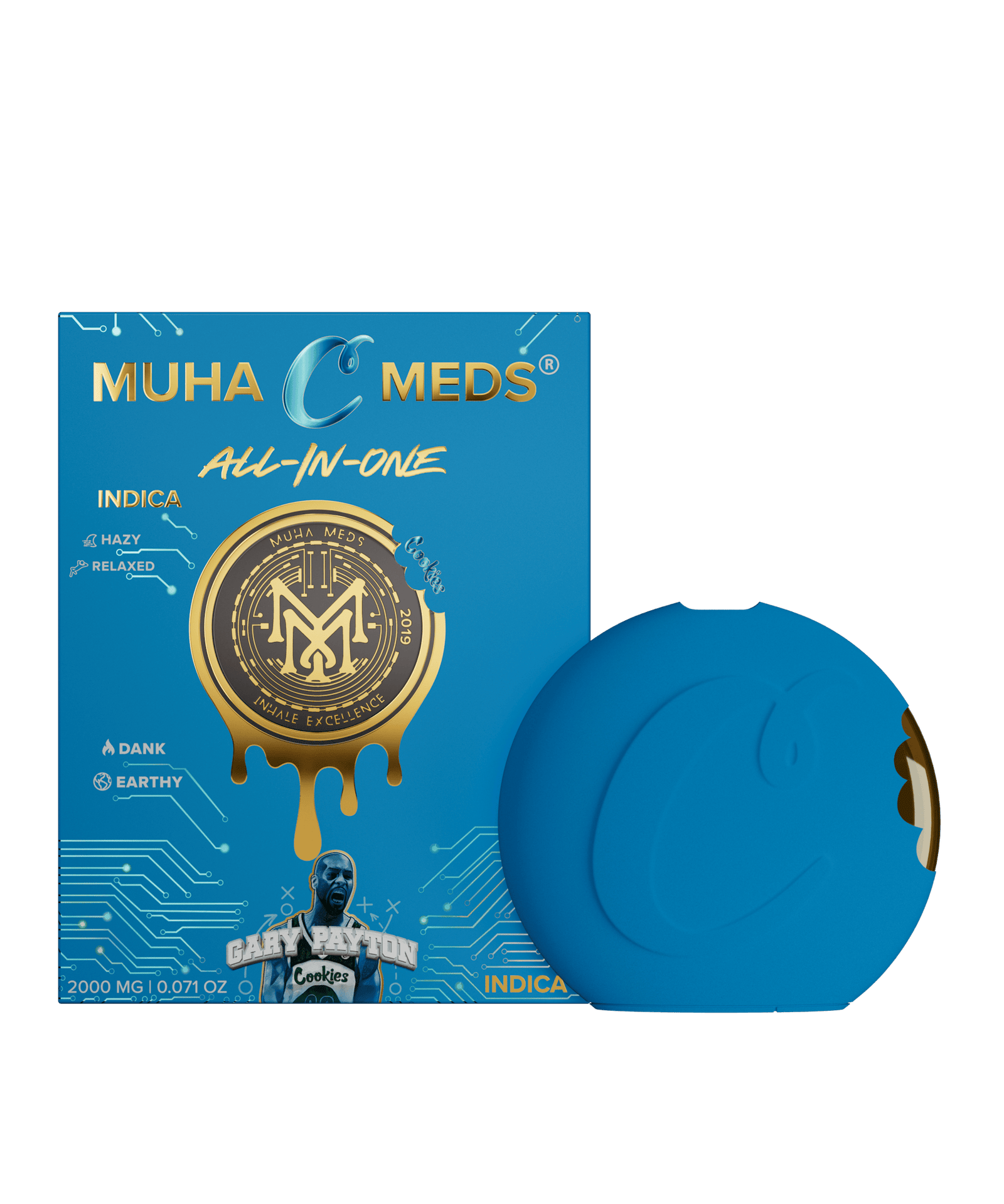 Muha meds gary payton disposable 2g vape pen all-in-one Indica from Cookies with berry and earthy flavors
