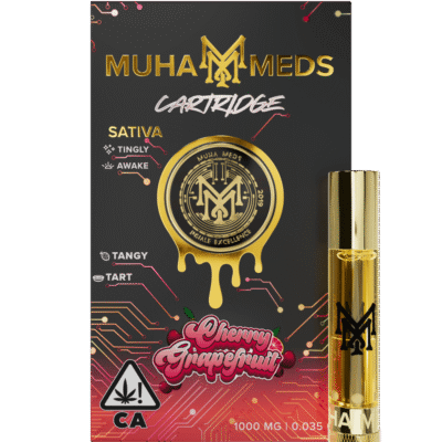 Muha meds cherry grapefruit cart 1g sativa vape cartridge with citrus and sweet flavors