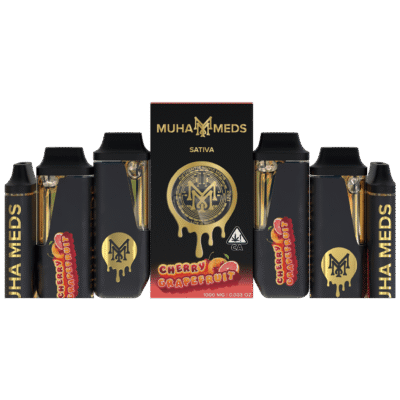 Muha meds cherry grapefruit disposable 1g vape pen Sativa all-in-one with sweet cherry and citrus flavors