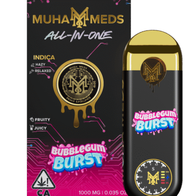 muha meds bubblegum burst disposable indica vape pen 1g sweet bubblegum berry flavor
