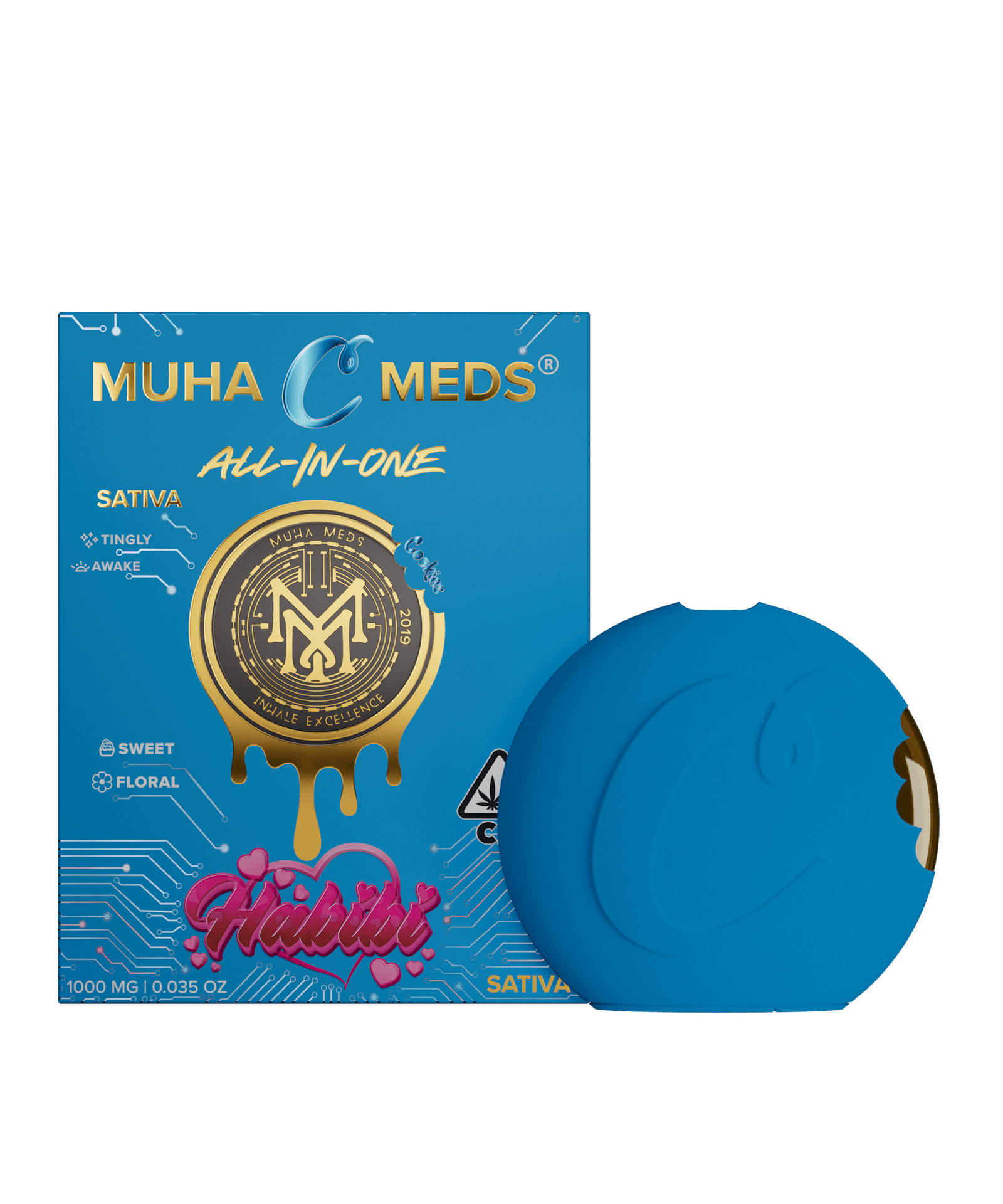 Muha meds carts habibi sativa all-in-one 1g disposable with sweet tropical flavors
