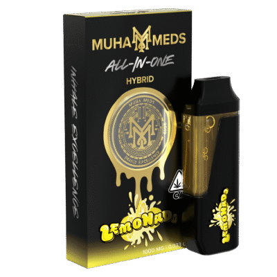 muha meds lemonado disposable 1g hybrid vape pen with lemon herbal flavors