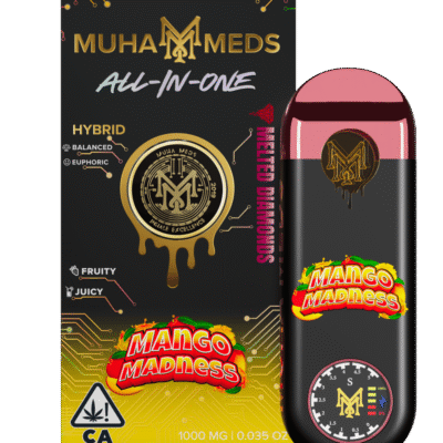 Muha meds mango madness cart disposable vape 1g hybrid THC with mango and citrus flavor