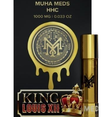 muha meds king louis xii cart 1g vape cartridge indica earthy citrus gassy flavor