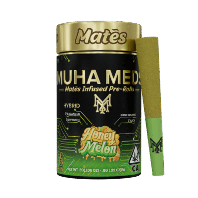 Muha meds honey melon infused pre roll five pack hybrid infused joints 3g THC rich indoor flower
