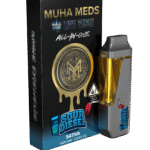 muha meds sour diesel cart 1g live resin disposable with citrus diesel flavor and sativa effects