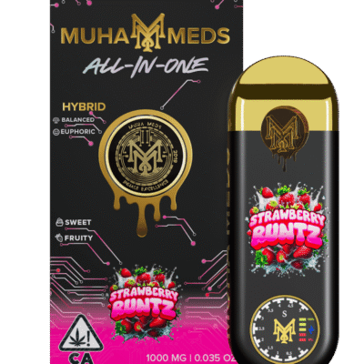 muha meds strawberry runtz cart all-in-one hybrid vape disposable 1g with sweet berry flavor