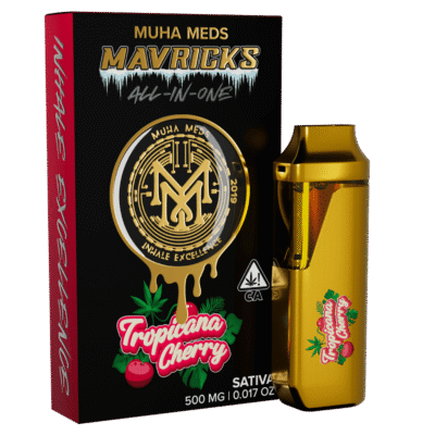 muha meds tropicana cherry disposable 0.5g hybrid all-in-one vape pen with berry and citrus flavors